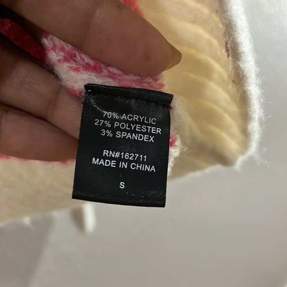 MAJOR LABEL GROUP π©· Sz: Small π  Long Sleeve Sweater π White/Pink π Acrylic - Picture 4 of 7